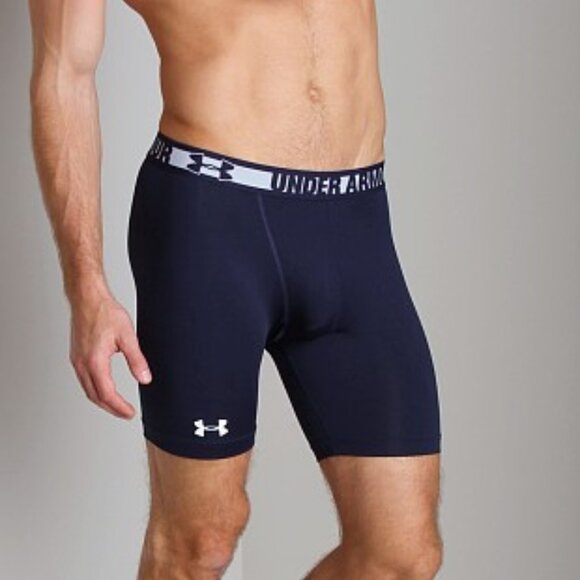Under Armour Men’s HeatGear Sonic Compression Shorts Navy Blue White Size Medium - Picture 13 of 14